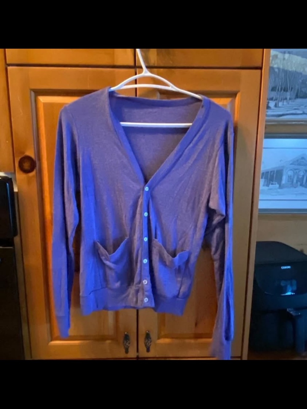 Classic V-Neck Button Front Sweater Cardigan - Purple